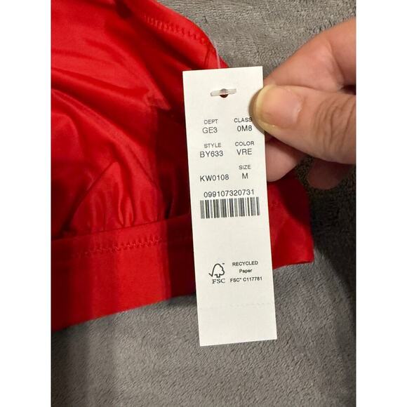 NWT J.Crew Halter Tie Bikini Top Medium Red Lined Beach Swim Classic Ocean UPF - Picture 5 of 5